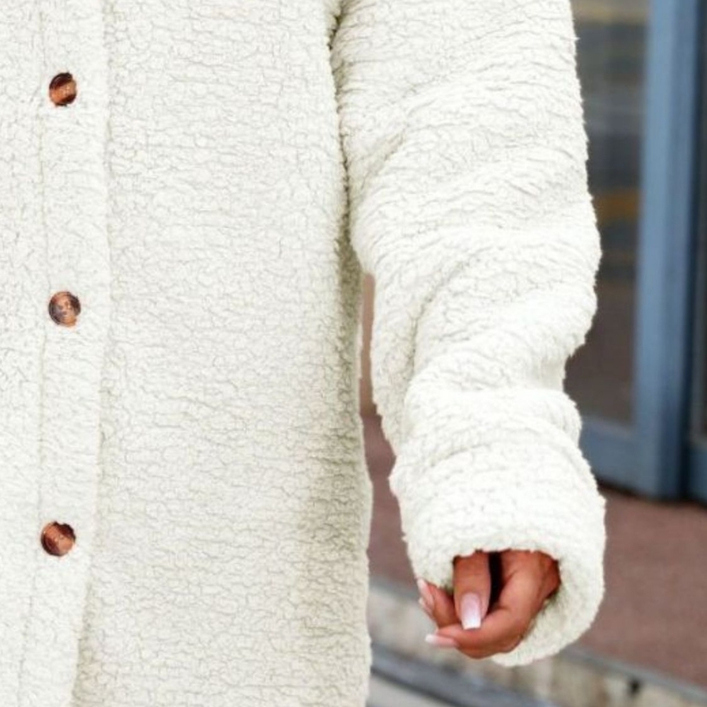 Ivory Button Down Coat - Picture 2 of 8